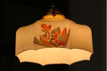 フランスアンティーク　8角ガラスシェードのおしゃれな天井照明