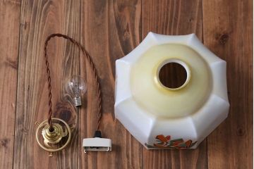 フランスアンティーク　8角ガラスシェードのおしゃれな天井照明