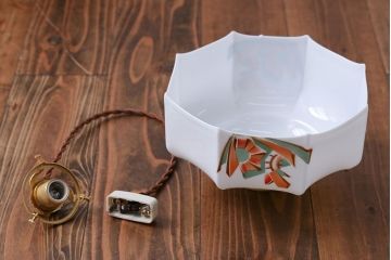 フランスアンティーク　8角ガラスシェードのおしゃれな天井照明