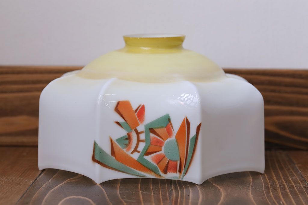 フランスアンティーク　8角ガラスシェードのおしゃれな天井照明