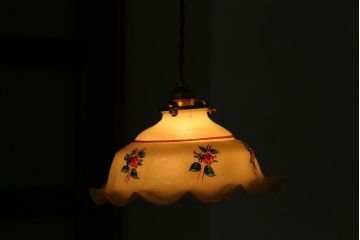 フランスアンティーク　花柄フリルシェード照明(2)