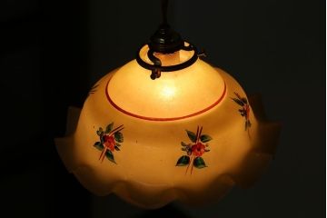 フランスアンティーク　花柄フリルシェード照明(2)