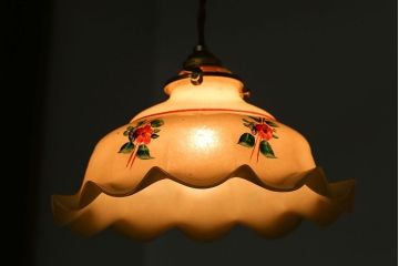フランスアンティーク　花柄フリルシェード照明(2)