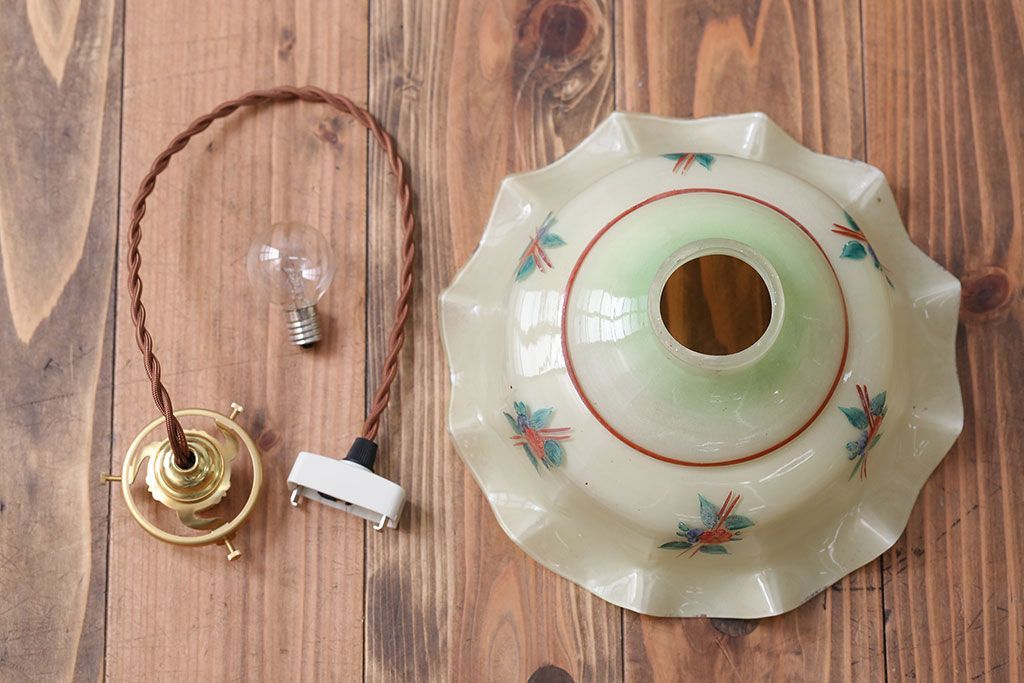 フランスアンティーク　花柄フリルシェード照明(2)