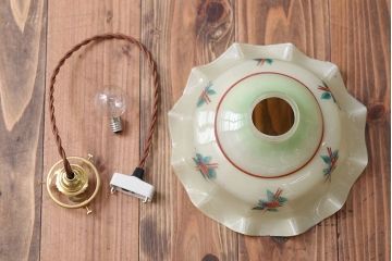 フランスアンティーク　花柄フリルシェード照明(2)