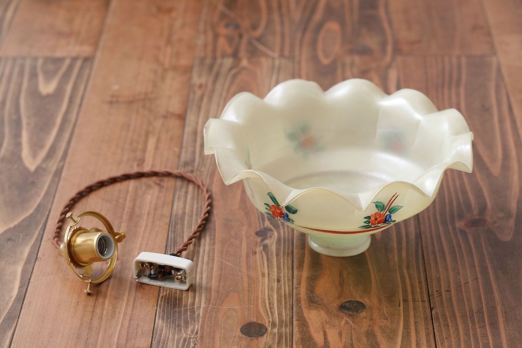 フランスアンティーク　花柄フリルシェード照明(2)