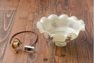 フランスアンティーク　花柄フリルシェード照明(2)
