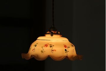 フランスアンティーク　花柄フリルシェード照明(3)