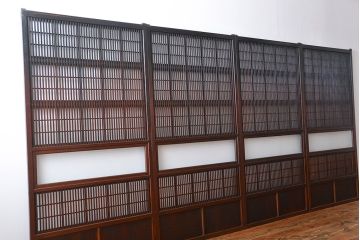 古民具・骨董　裏障子付き格子戸4枚セット(1)