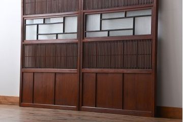 大正ロマン　裏障子付き　格子戸2枚セット