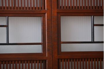 大正ロマン　裏障子付き　格子戸2枚セット