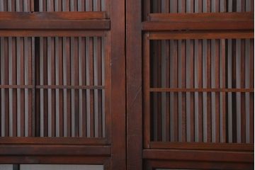 大正ロマン　裏障子付き　格子戸2枚セット
