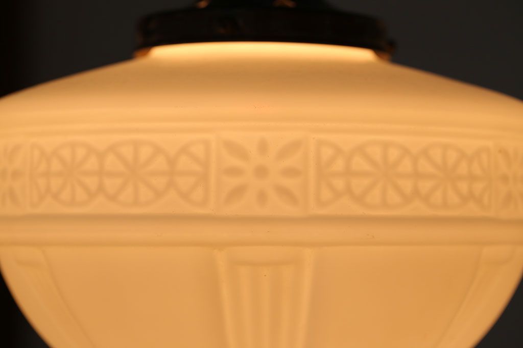 昭和レトロ　陽刻ガラス照明(1)