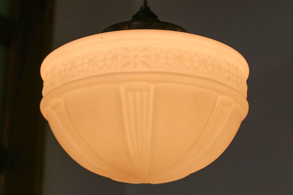 昭和レトロ　陽刻ガラス照明(2)