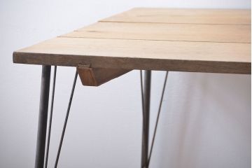 アンティーク家具　アンティーク　天板ナラ材!鉄脚テーブル