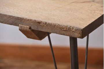 アンティーク家具　アンティーク　天板ナラ材!鉄脚テーブル