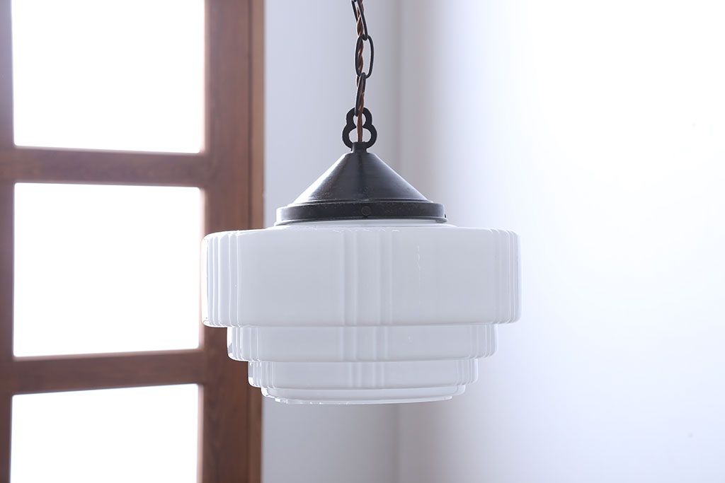 昭和レトロ　ガラスシェード照明