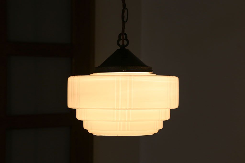 昭和レトロ　ガラスシェード照明