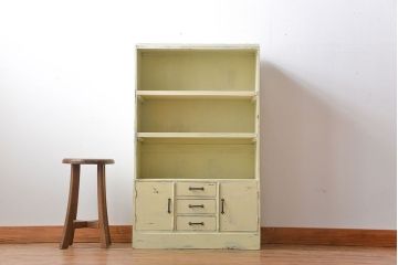 レトロ家具　昭和レトロ　アンティークペイント本棚