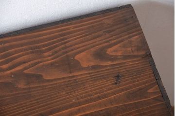 レトロ家具　昭和レトロ　前面栗材　ダイヤガラス入り収納棚(1)