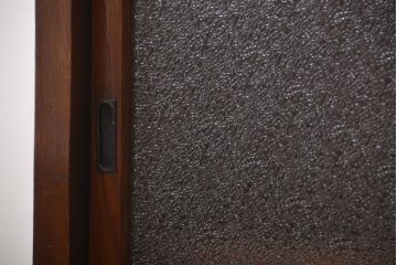 レトロ家具　昭和レトロ　前面栗材　ダイヤガラス入り収納棚(1)