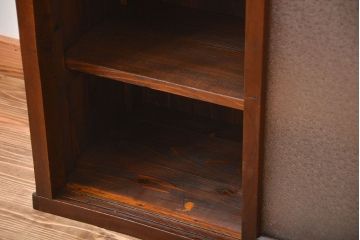 レトロ家具　昭和レトロ　前面栗材　ダイヤガラス入り収納棚(1)