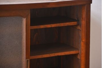 レトロ家具　昭和レトロ　前面栗材　ダイヤガラス入り収納棚(2)