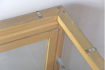 レトロ家具　昭和レトロ　ナラ材!脚付きガラスケース