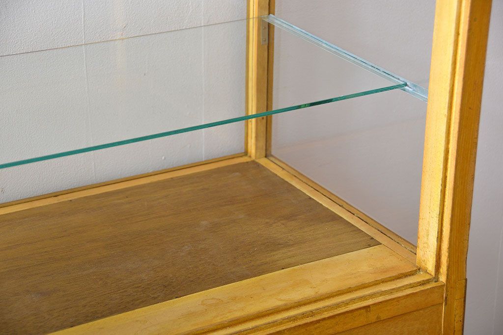 レトロ家具　昭和レトロ　ナラ材!脚付きガラスケース