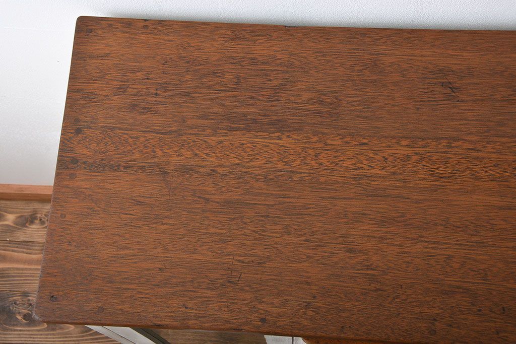 アンティーク家具　黒板扉付き!おうちカフェ風　気泡ガラス入り脚付き収納戸棚