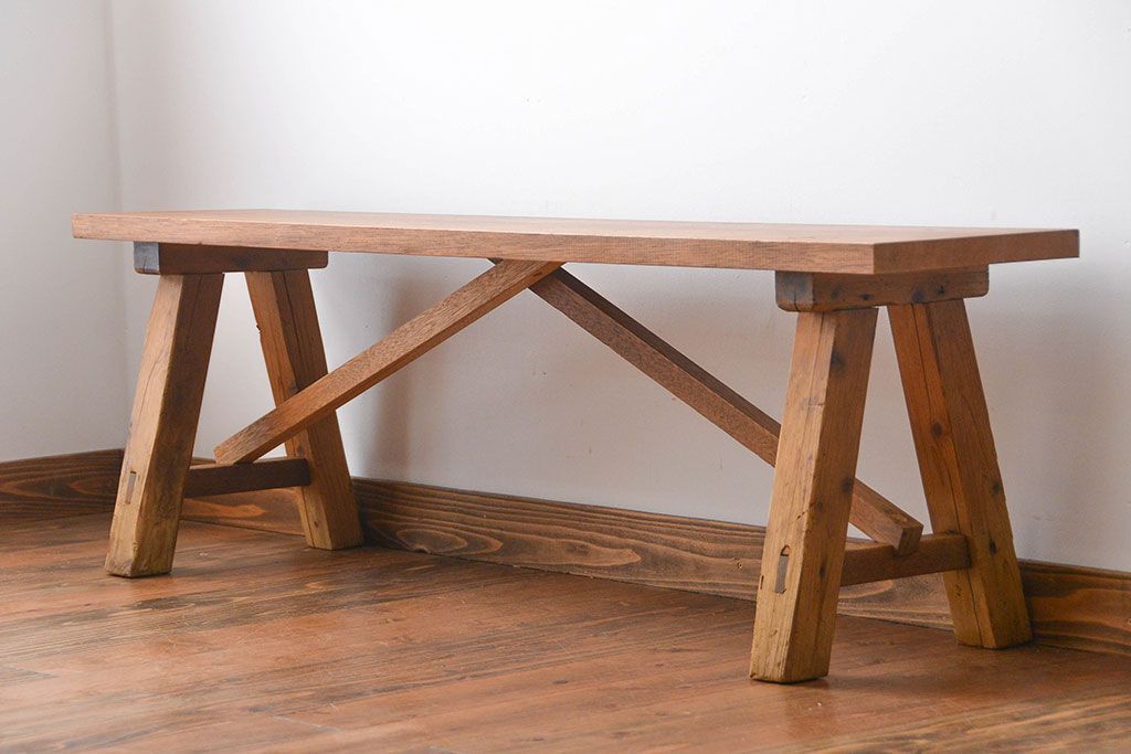 アンティーク家具　古い木のアンティークベンチ