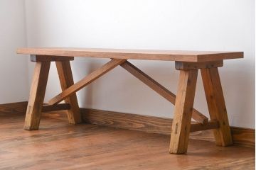 アンティーク家具　古い木のアンティークベンチ