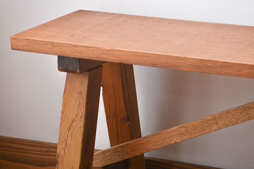 アンティーク家具　古い木のアンティークベンチ