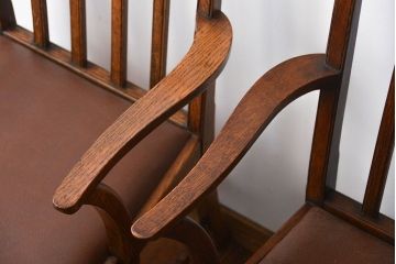 アンティーク家具　【イギリスアンティーク・大きなチェア2脚セット】イギリスアンティーク　オーク材　大きなアームチェア2脚セット