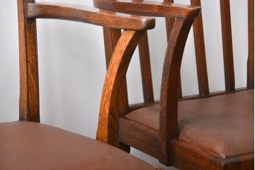 アンティーク家具　【イギリスアンティーク・大きなチェア2脚セット】イギリスアンティーク　オーク材　大きなアームチェア2脚セット