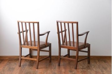 アンティーク家具　【イギリスアンティーク・大きなチェア2脚セット】イギリスアンティーク　オーク材　大きなアームチェア2脚セット