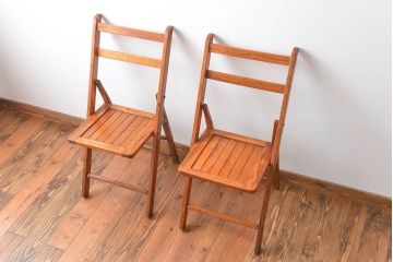 アンティーク家具　イギリスアンティーク　フォールディングチェア2脚セット(1)