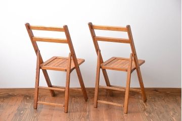 アンティーク家具　イギリスアンティーク　フォールディングチェア2脚セット(2)