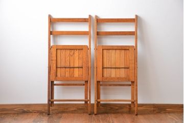 アンティーク家具　イギリスアンティーク　フォールディングチェア2脚セット(2)