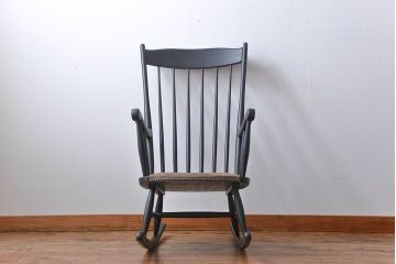 中古　座面本革　お洒落なロッキングチェア