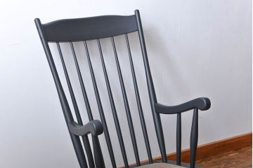 中古　座面本革　お洒落なロッキングチェア