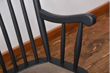 中古　座面本革　お洒落なロッキングチェア