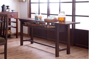 アンティーク家具　アンティーク　シンプルな横長テーブル(作業台)(2)