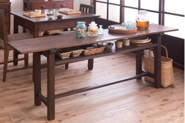 アンティーク家具　アンティーク　シンプルな横長テーブル(作業台)(2)