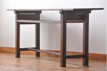 アンティーク家具　アンティーク　シンプルな横長テーブル(作業台)(2)