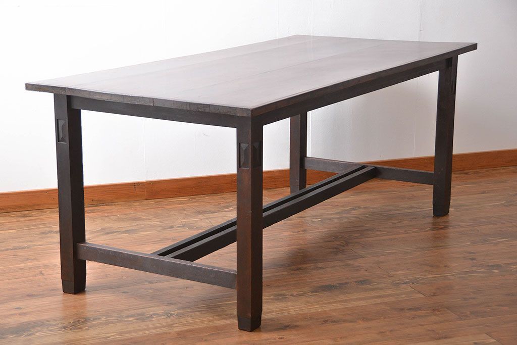 アンティーク家具　大正ロマン　カバ材　大きなダイニングテーブル