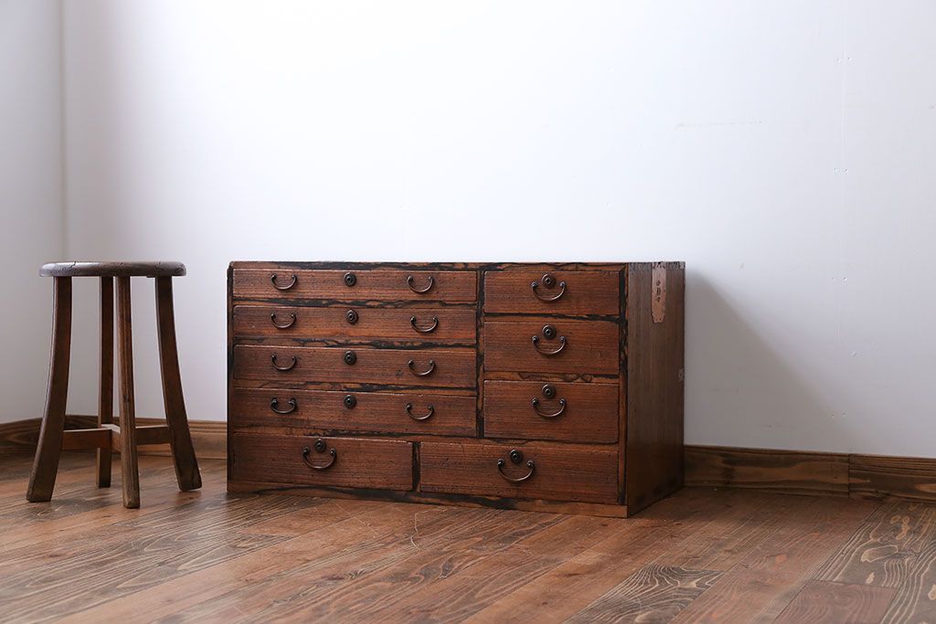 アンティーク家具　 古民具・骨董　黒柿材ふちの小引き出し