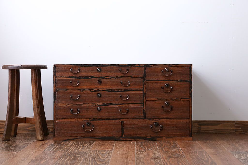 アンティーク家具　 古民具・骨董　黒柿材ふちの小引き出し