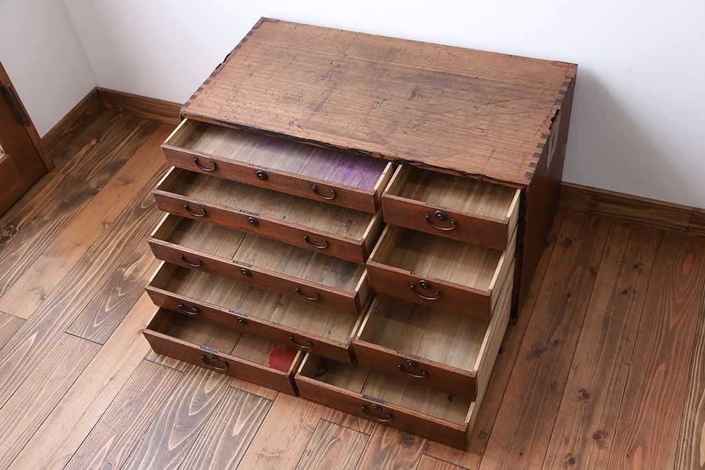 アンティーク家具　 古民具・骨董　黒柿材ふちの小引き出し