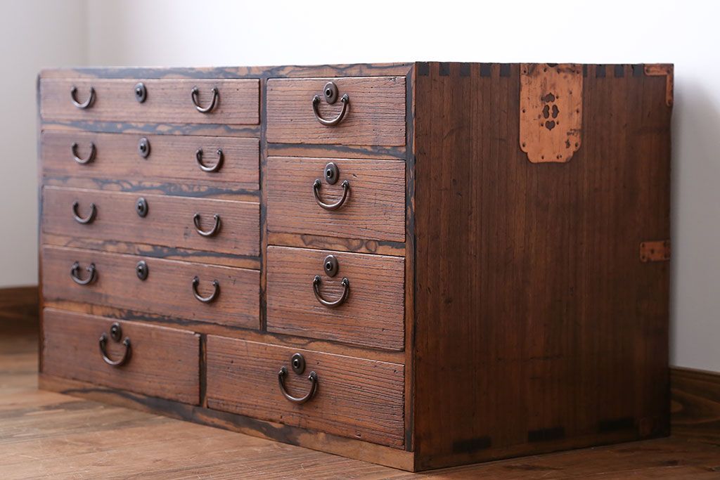 アンティーク家具　 古民具・骨董　黒柿材ふちの小引き出し